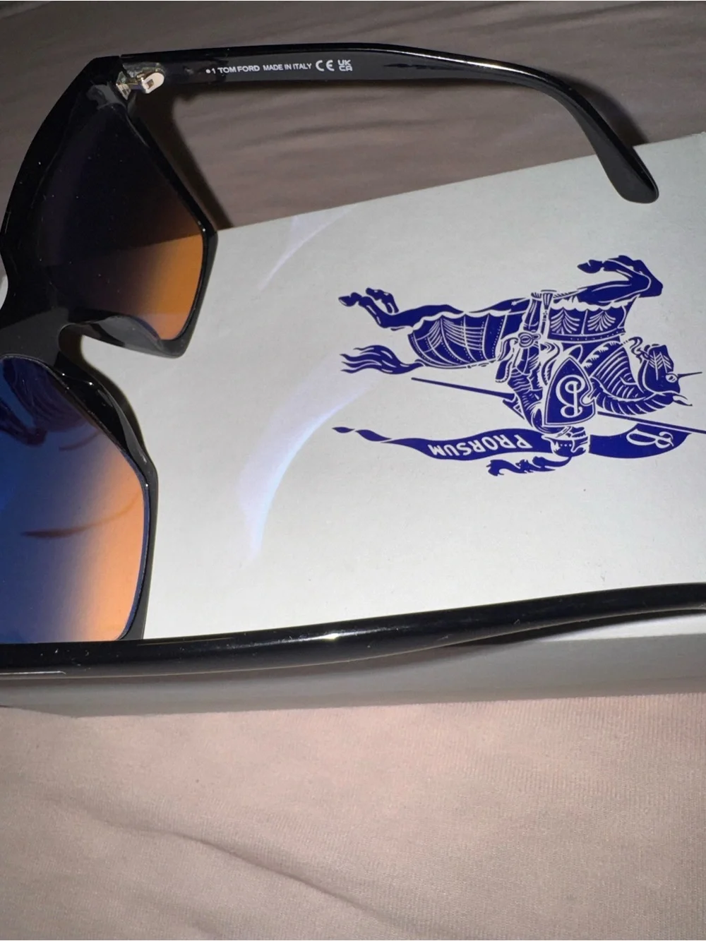 Tom Ford Black Square Sunglasses with Amber Gradient Lenses